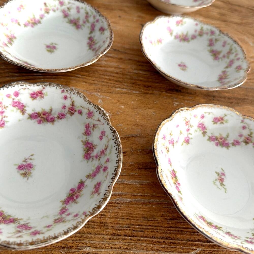 Schumann Original Bridal Rose salad, bread or cake plates set of 6 Germany